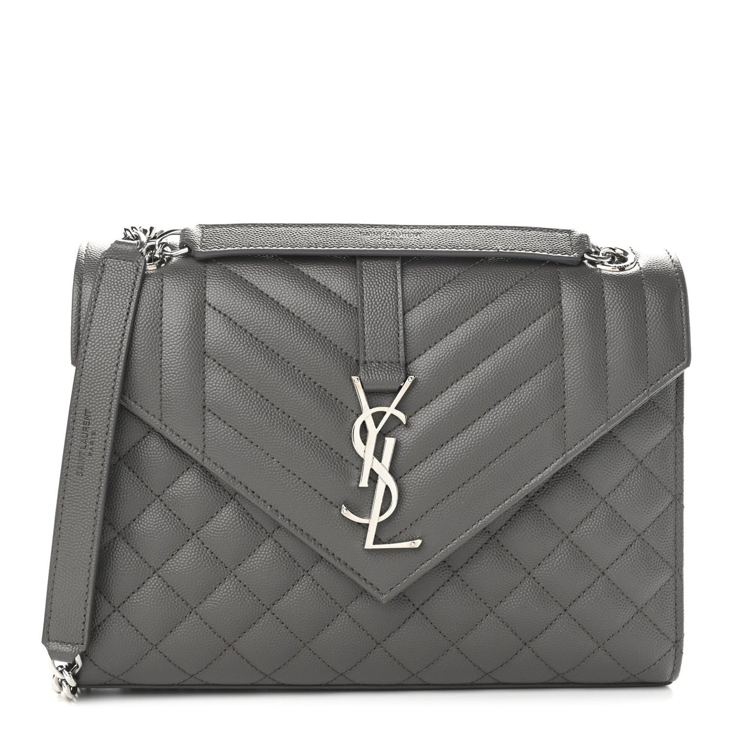 Grain De Poudre Textured Mixed Matelasse Medium Triquilt Monogram Satchel Earth