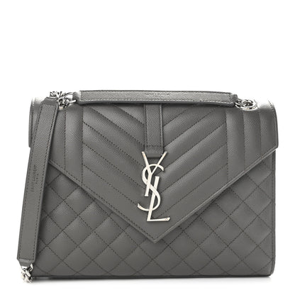 Saint Laurent Grain De Poudre Textured Mixed Matelasse Medium Triquilt Monogram Satchel Earth 1 of 10