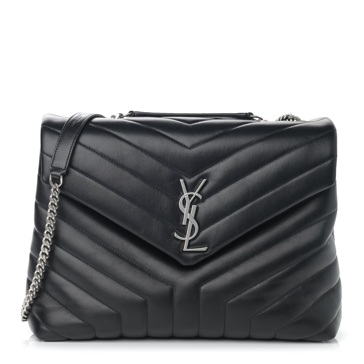 Saint Laurent Calfskin Y Quilted Monogram Medium Loulou Chain Satchel Black 1 of 13