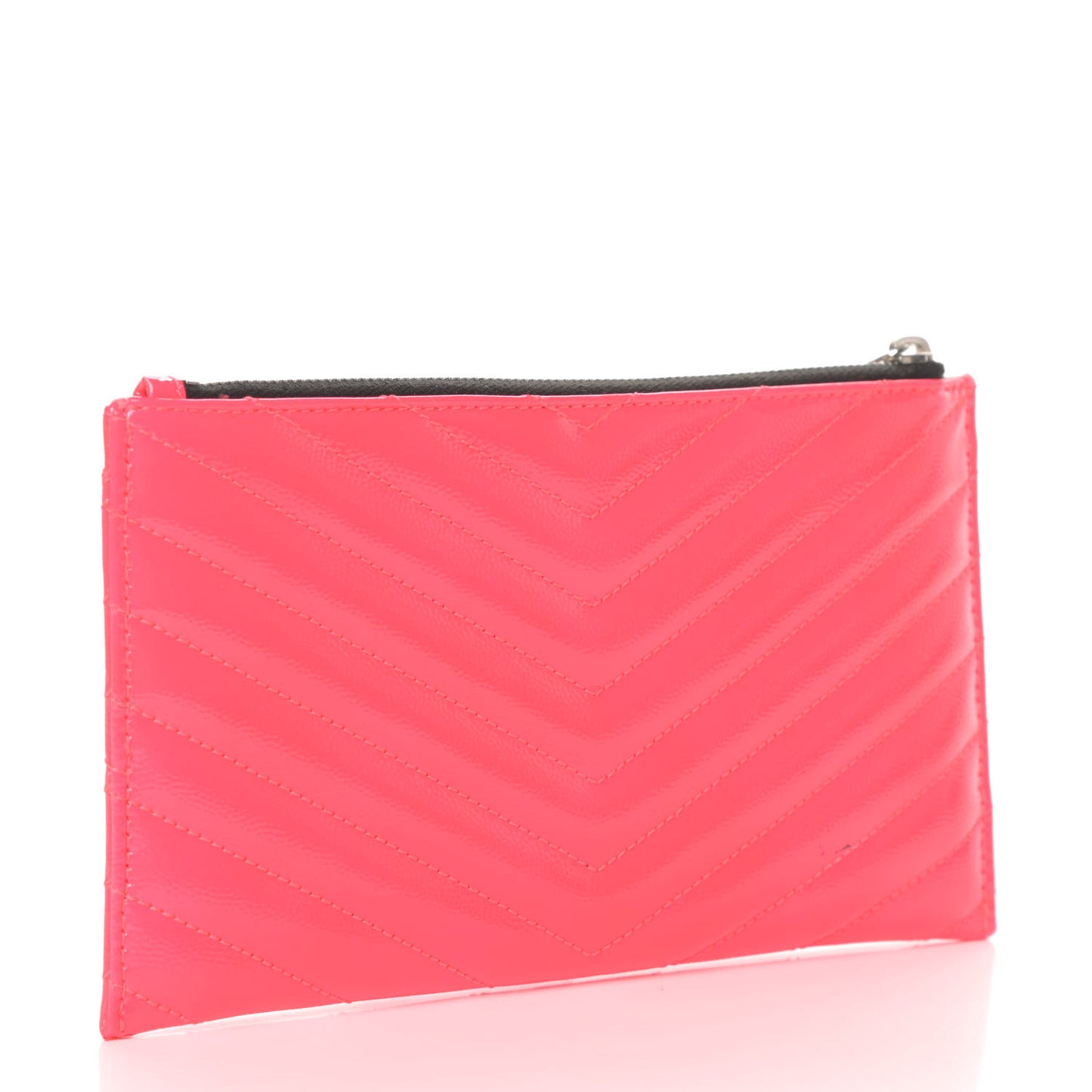 Patent Grain De Poudre Matelasse Chevron Monogram Bill Pouch Neon Pink