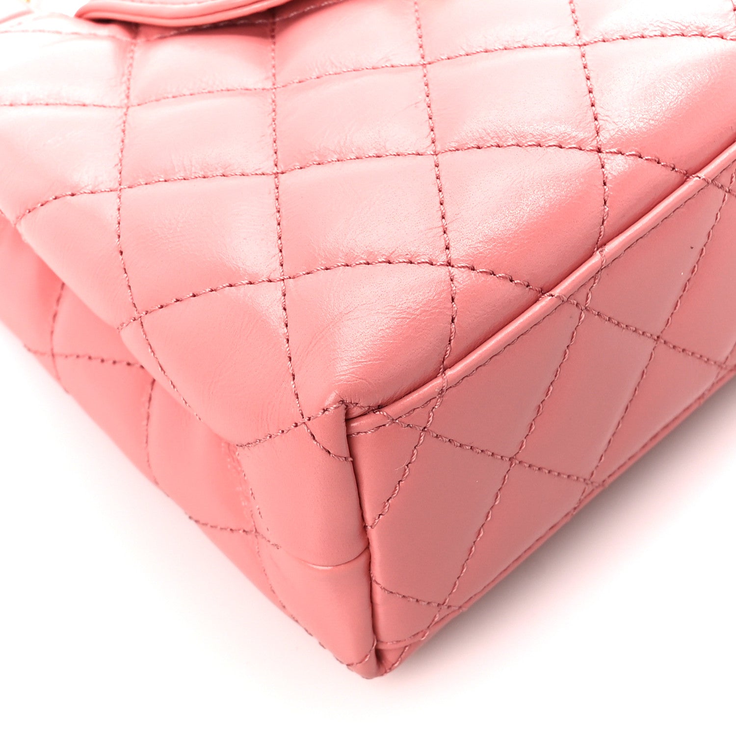 Chanel Shiny Aged Calfskin Quilted Nano Kelly Shopper Coral Pink 10 of 11