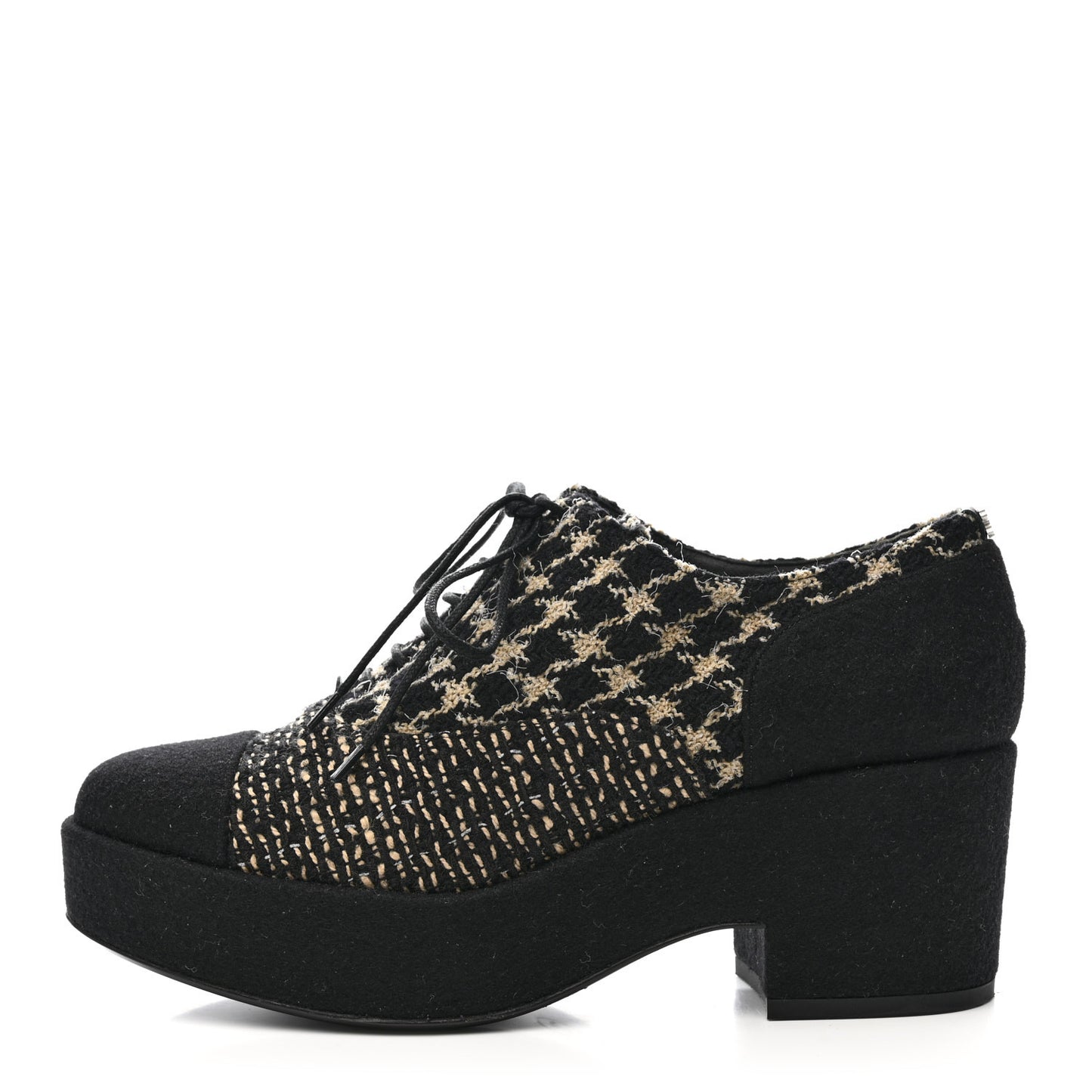 Tweed Lace Up Platform Oxfords 39 Black Multicolor