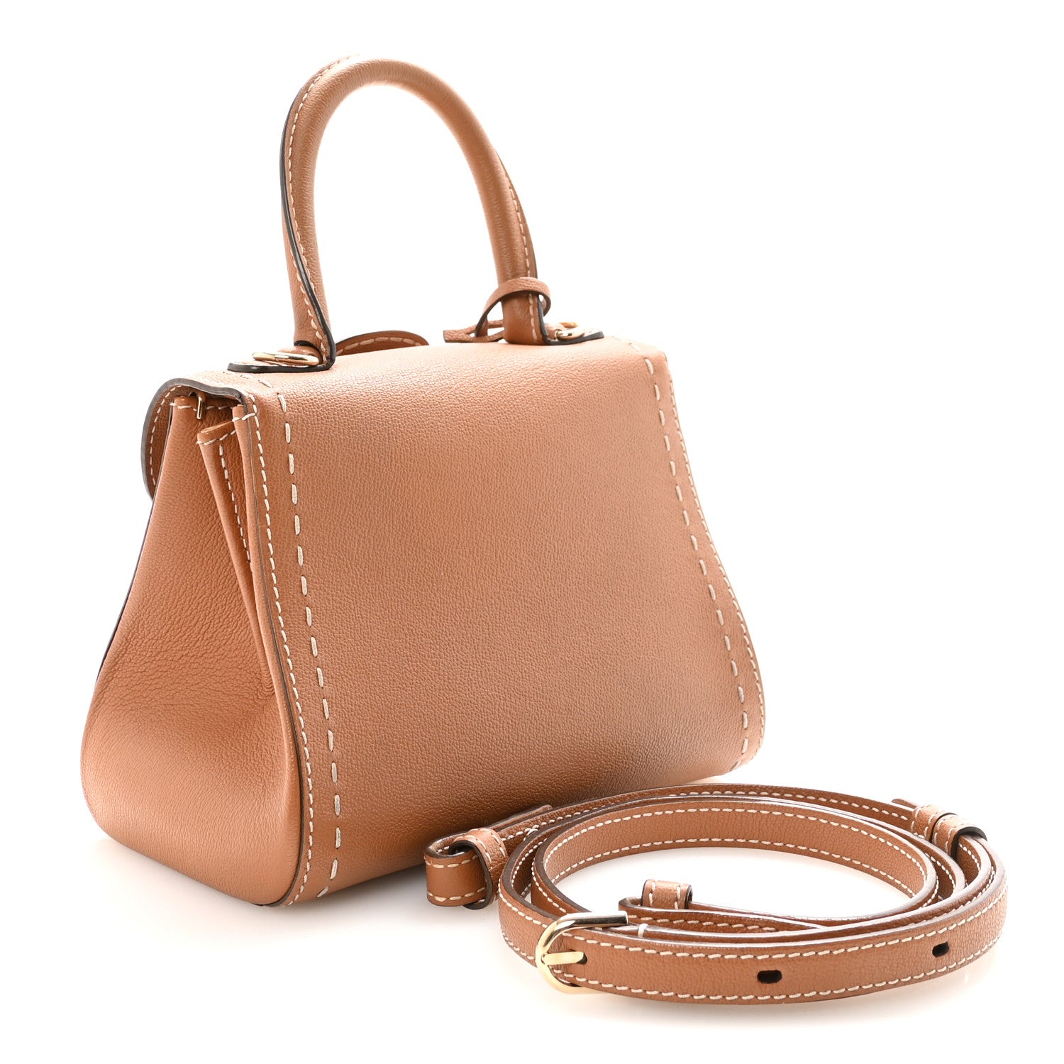 Delvaux Grained Rodeo Calfskin Surpique Mini Brillant Satchel Vegetal Ivory 3 of 10