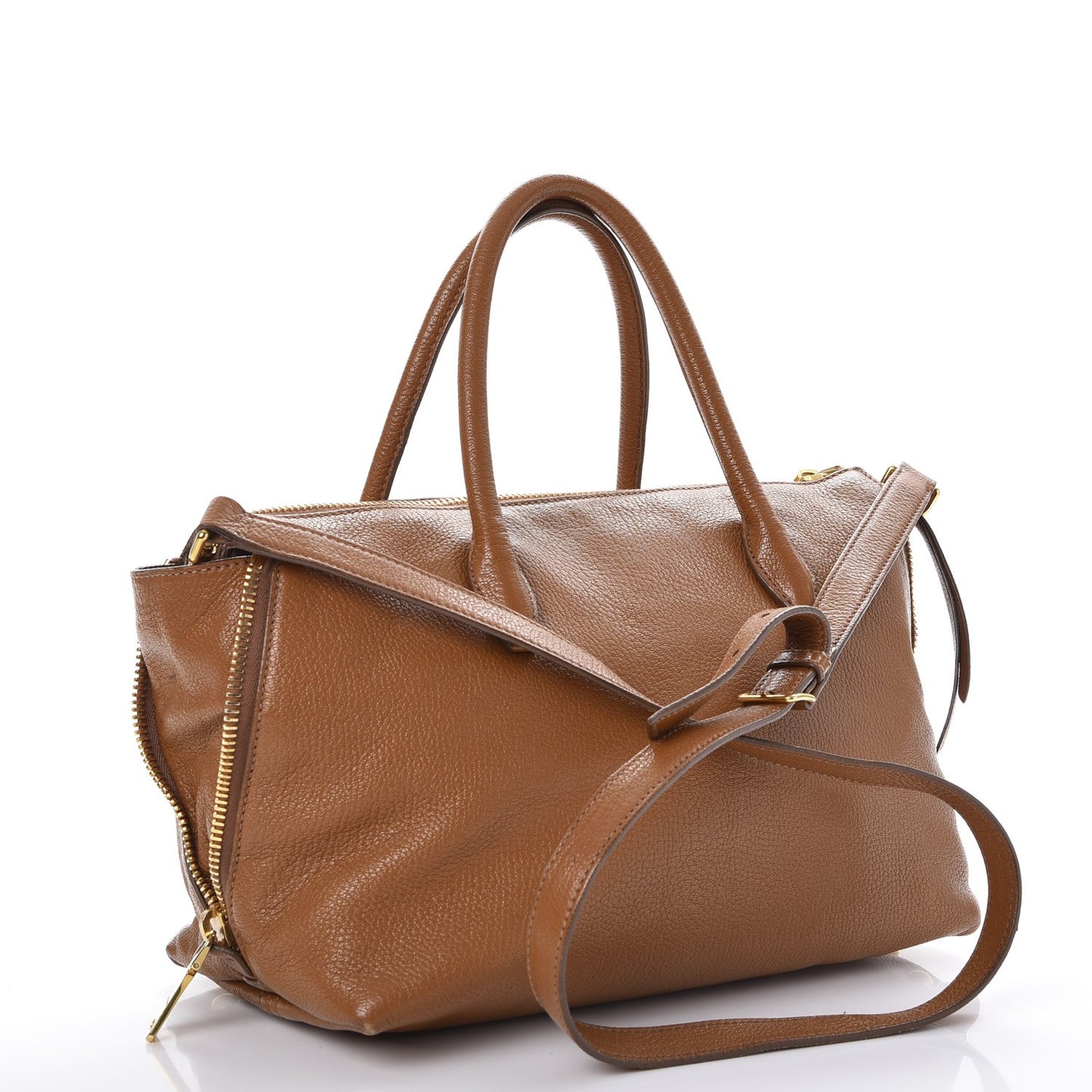 Goatskin Madras Zip Tote Brandy