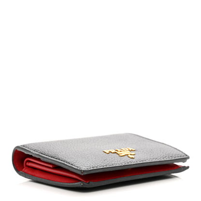 Prada Vitello Daino Small Bi-Fold Walle Black Fuoco 4 of 8