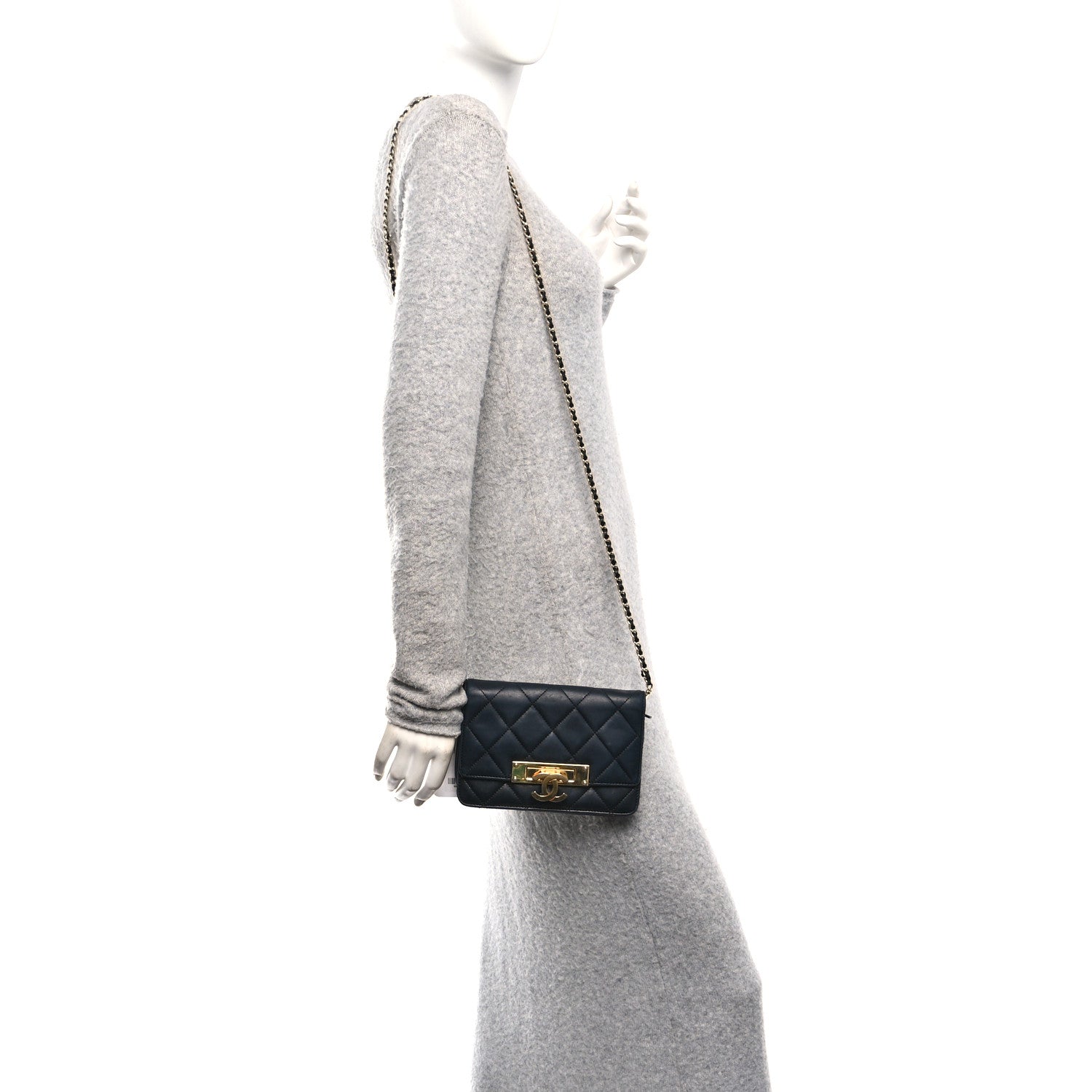 Chanel Lambskin Quilted Golden Class Wallet on Chain WOC Black 2 of 11