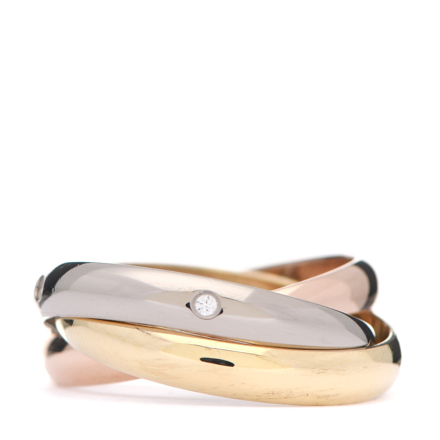 Cartier 18K Pink Yellow White Gold Diamond Trinity Ring 57 8 3 of 4