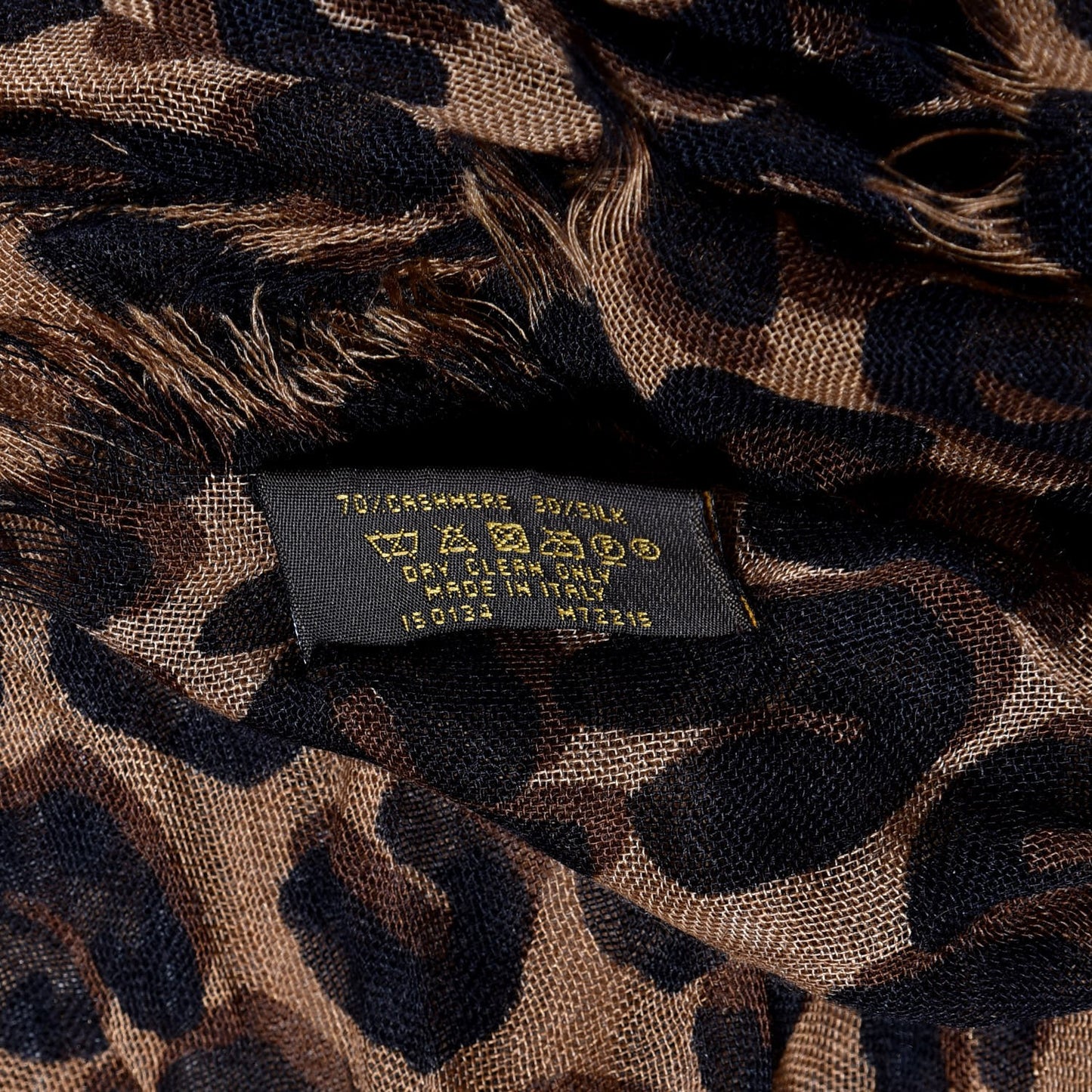 Cashmere Silk Leopard Etole Stole Marron
