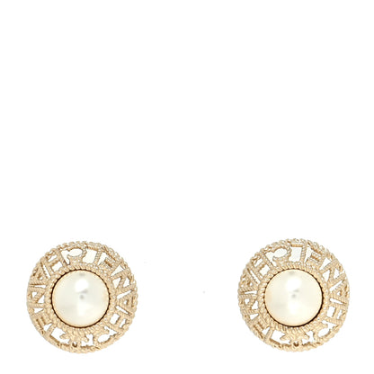 Chanel Pearl CC Round Rope Logo Earrings Gold 1 of 4