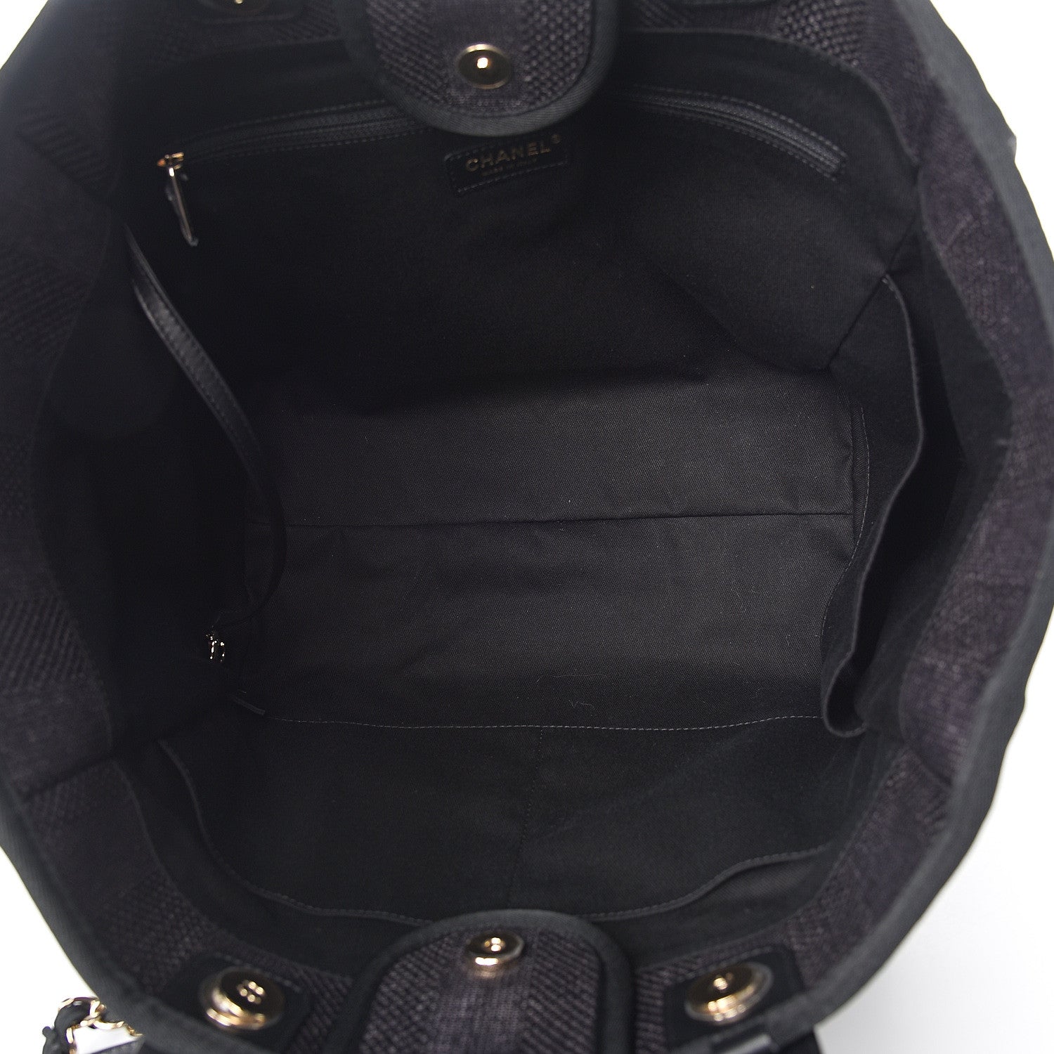 Chanel Mixed Fibers Calfskin Striped Medium Deauville Tote Black 4 of 10