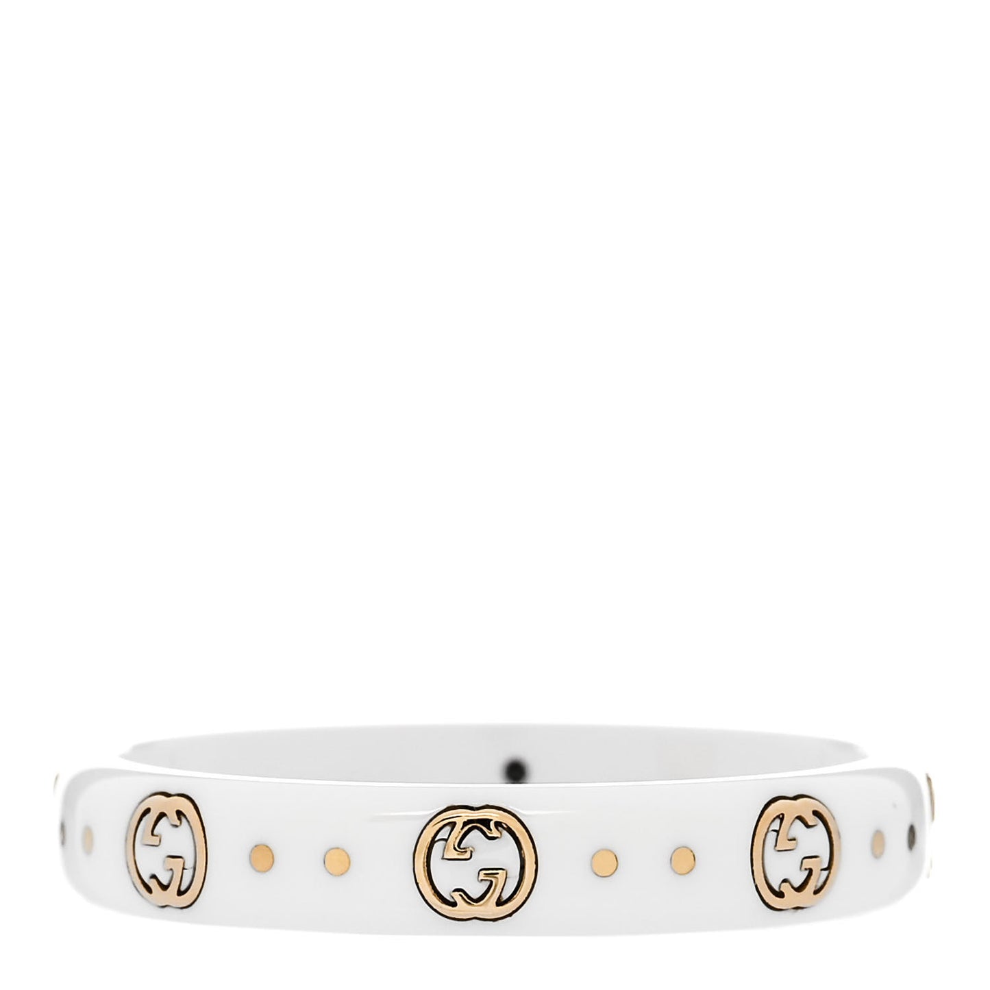 White Synthetic Corundum 18K Yellow Gold 4mm Interlocking G Icon Icon Ring 64 10.75