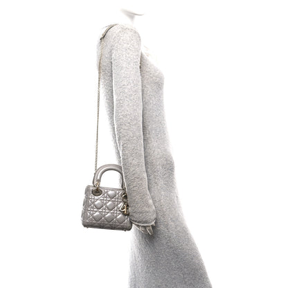 Christian Dior Lambskin Cannage Mini Lady Dior Gray Opaline 2 of 10
