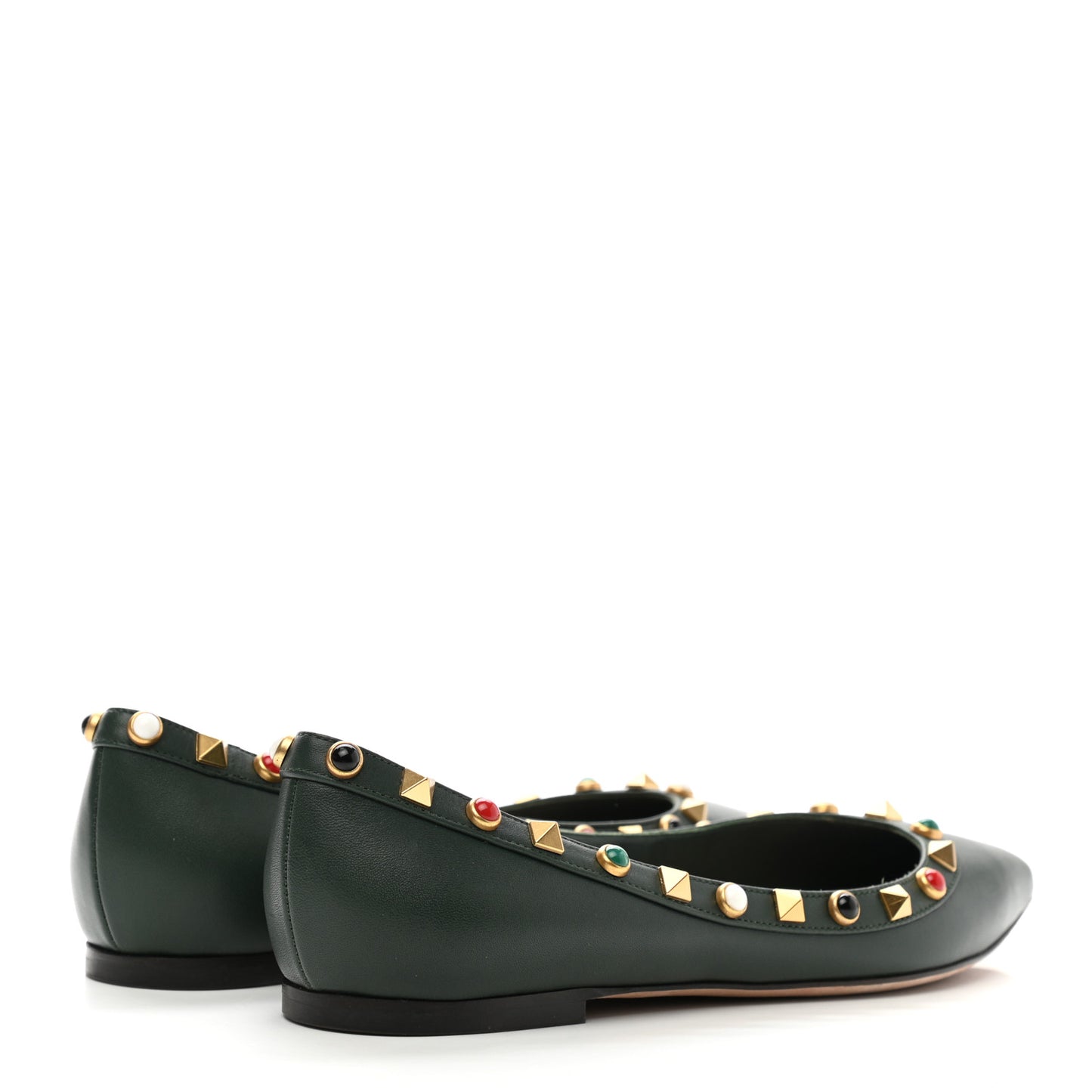Nappa Rockstud Rolling Ballerina Flats 36 Black