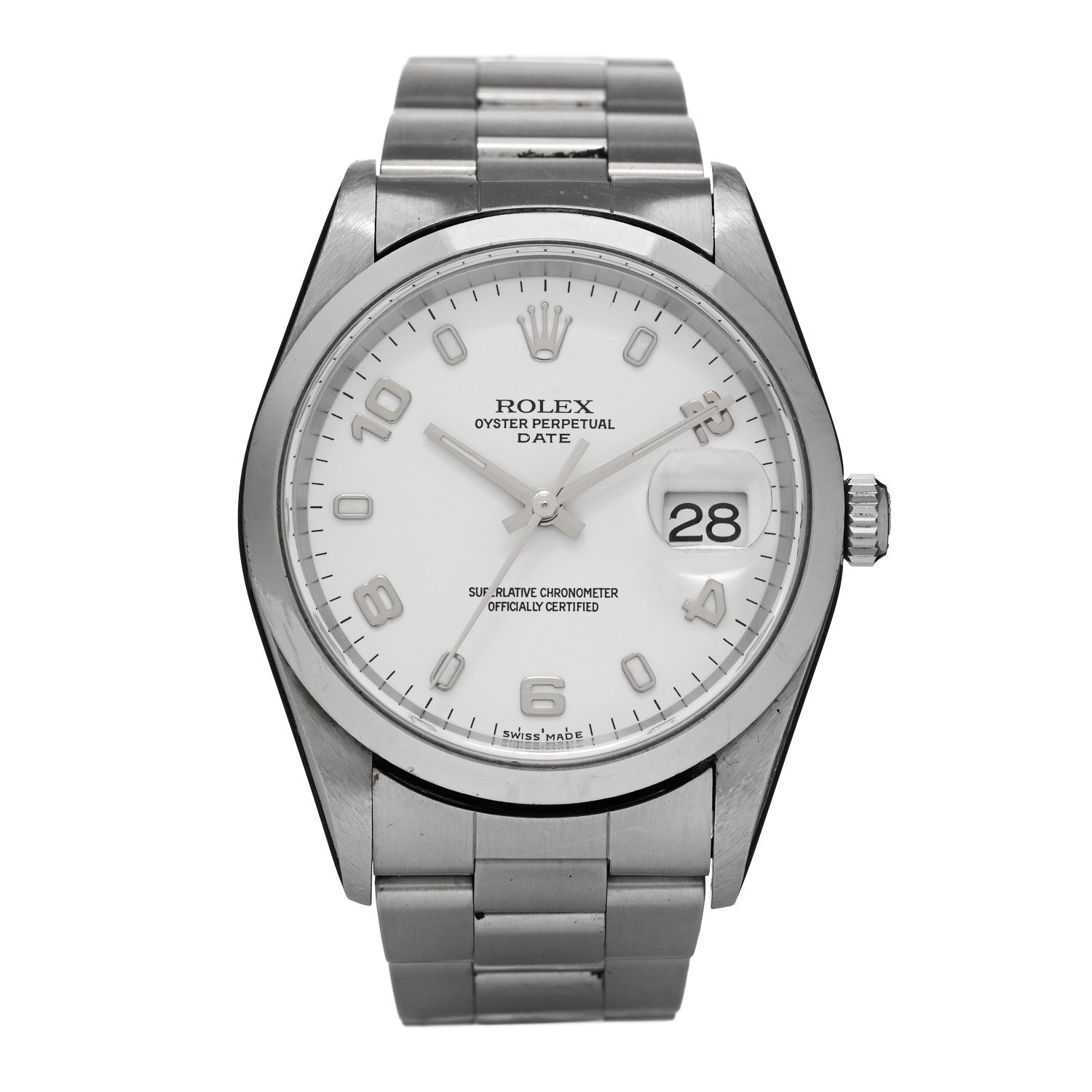 Rolex Stainless Steel 34mm Oyster Perpetual Date Watch White 15200 1 of 5