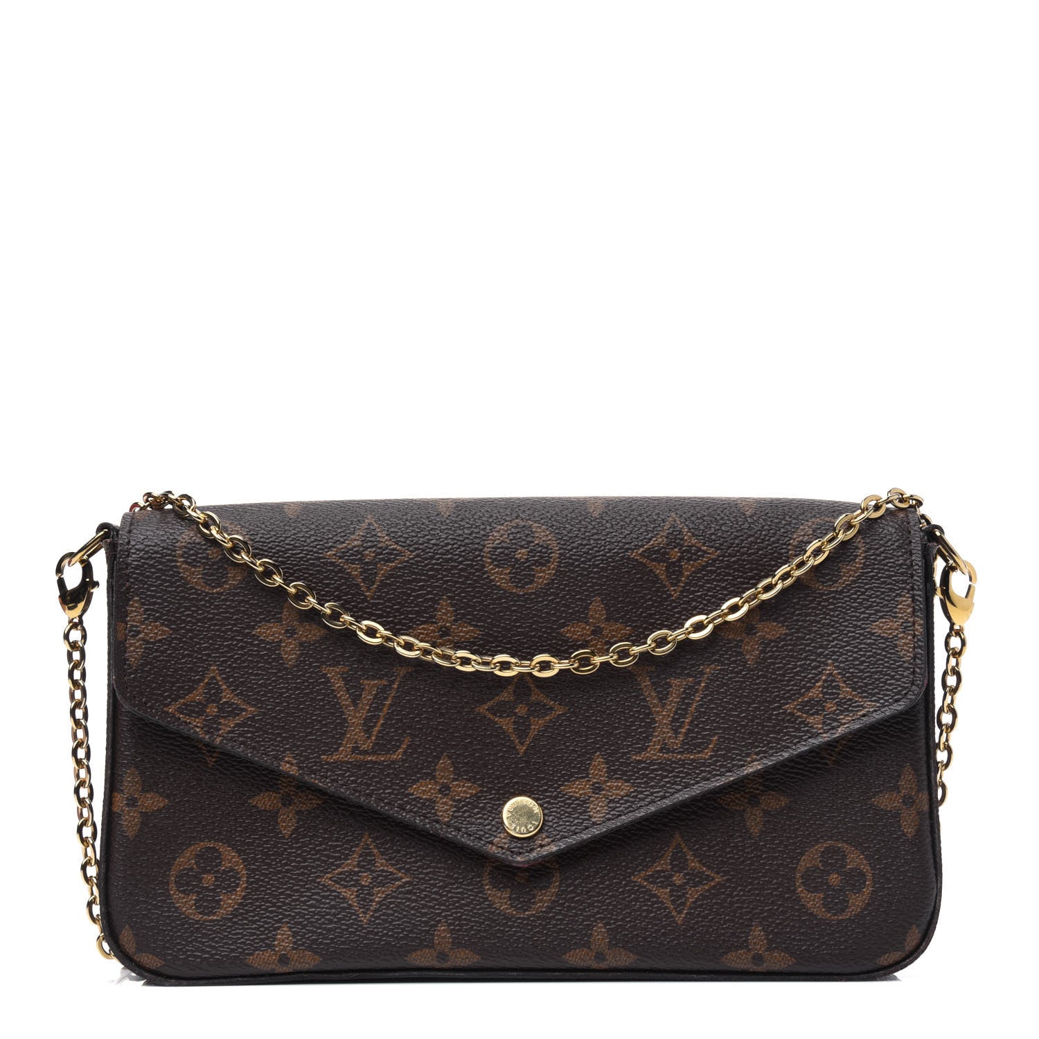 Louis Vuitton Monogram Pochette Felicie Chain Wallet Fuchsia 1 of 13