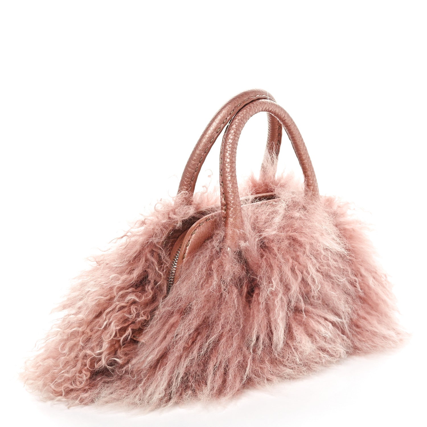 Fendi Monogolian Lamb Cuoio Romano Selleria Frame Bag Cipria 2 of 9