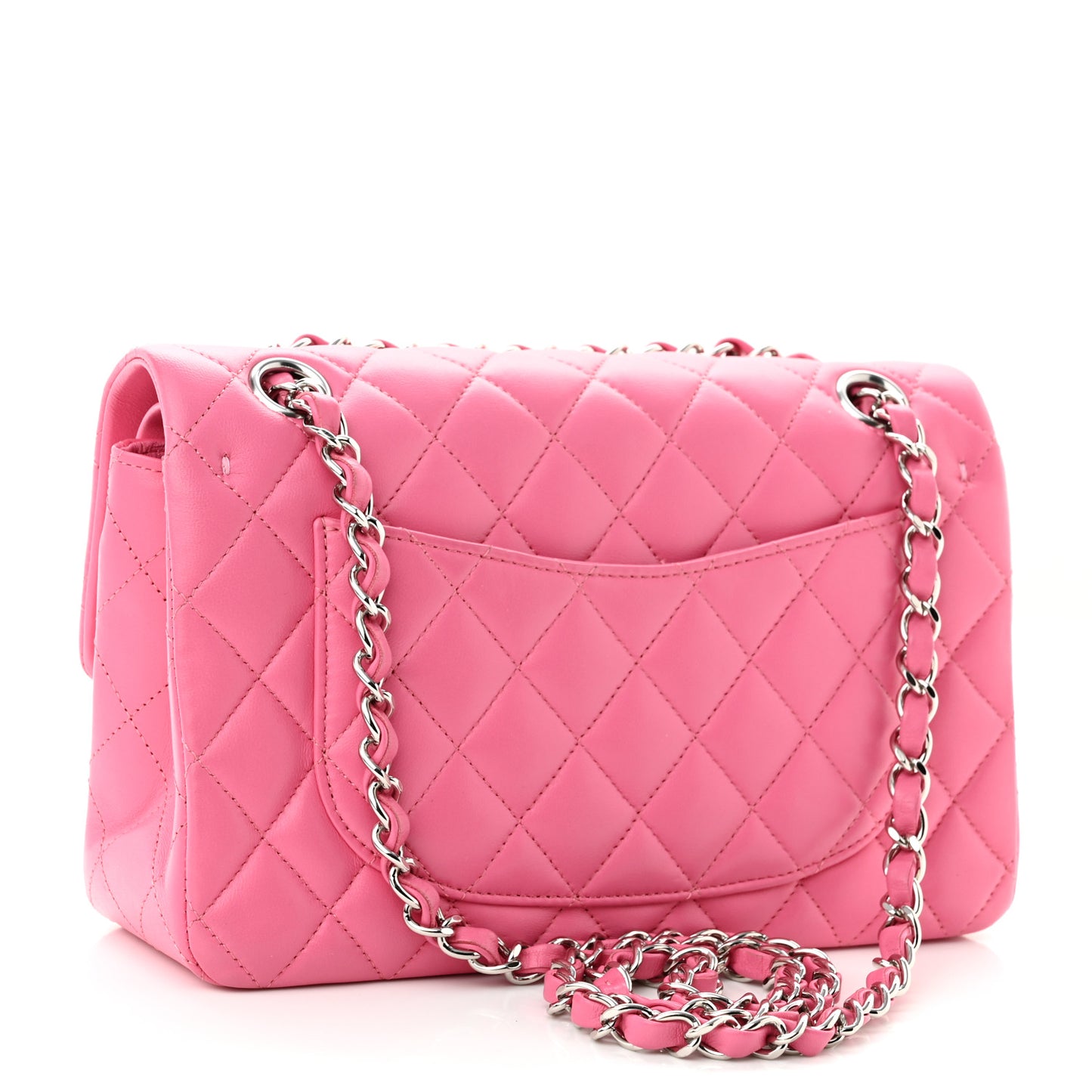 Lambskin Quilted Small Double Flap Pink