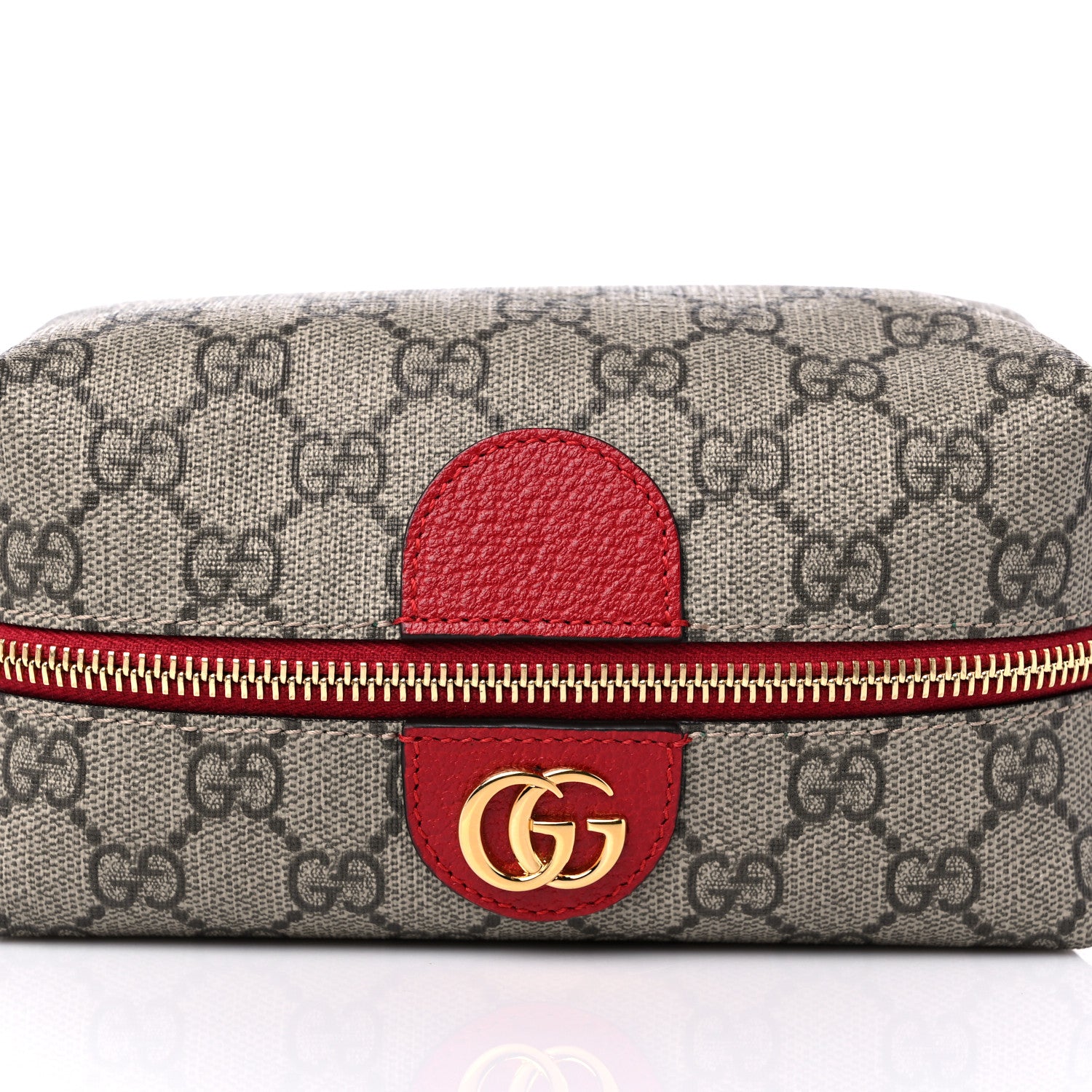 Gucci Soft GG Supreme Monogram Calfskin Medium Ophidia Cosmetic Case Beige Ebony Hibiscus Red 10 of 10