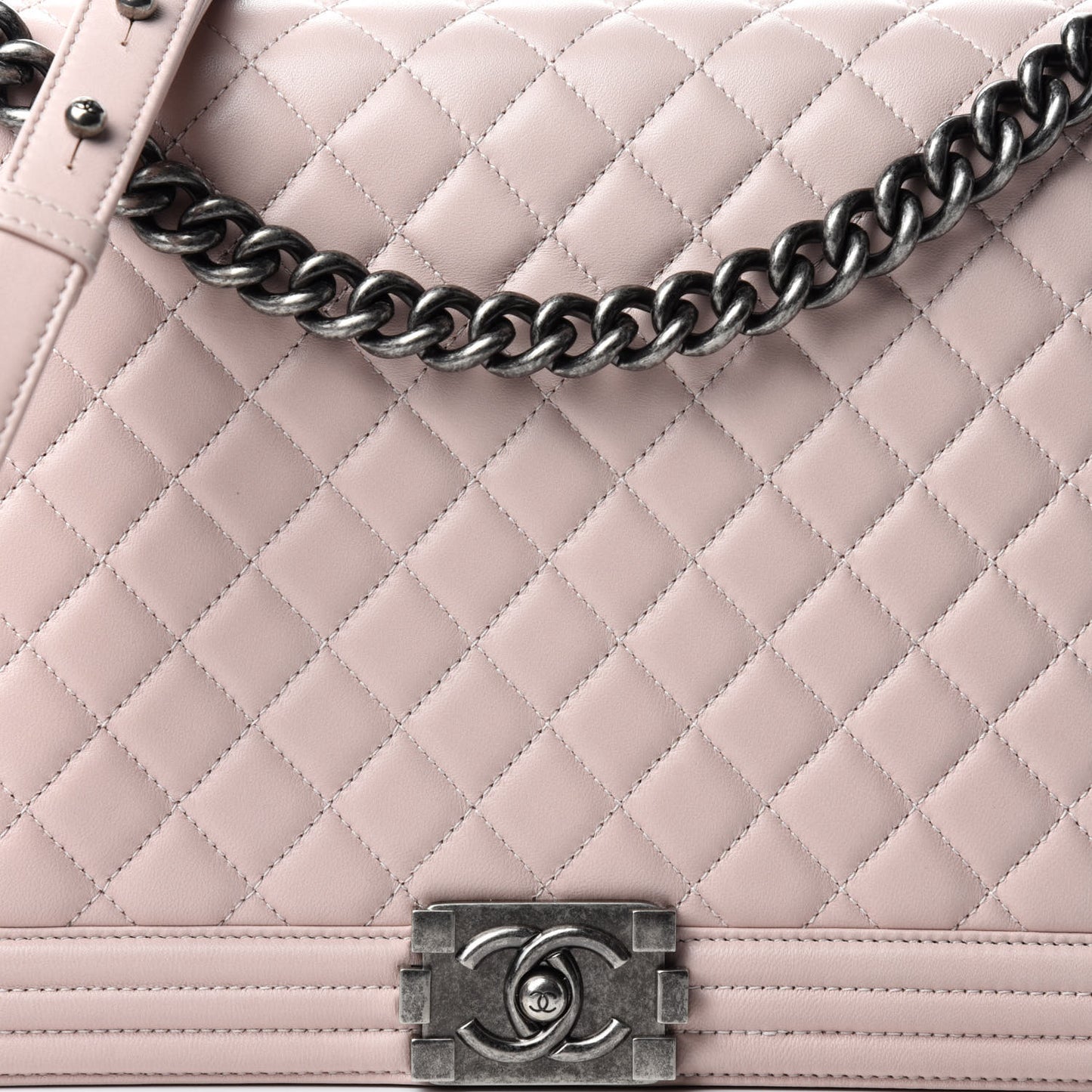 Lambskin Quilted Large Boy Flap Pink