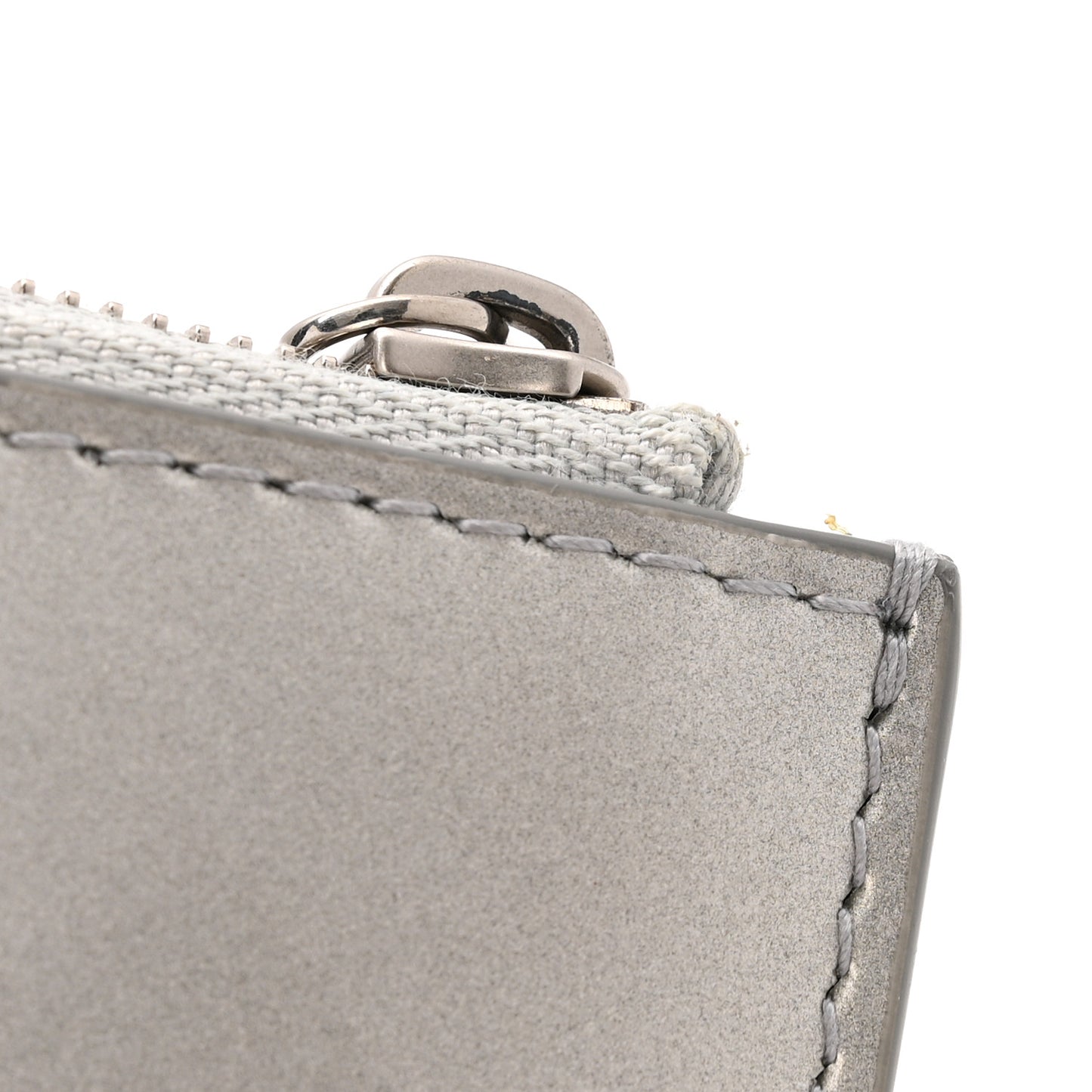 Metallic Patent Calfskin Maxi Intrecciato Small Bi-Fold Zip Wallet Silver