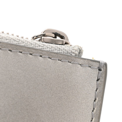 Bottega Veneta Metallic Patent Calfskin Maxi Intrecciato Small Bi-Fold Zip Wallet Silver 8 of 12