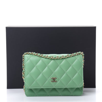 Chanel Lambskin Quilted Mini Wallet On Chain WOC Green 11 of 11
