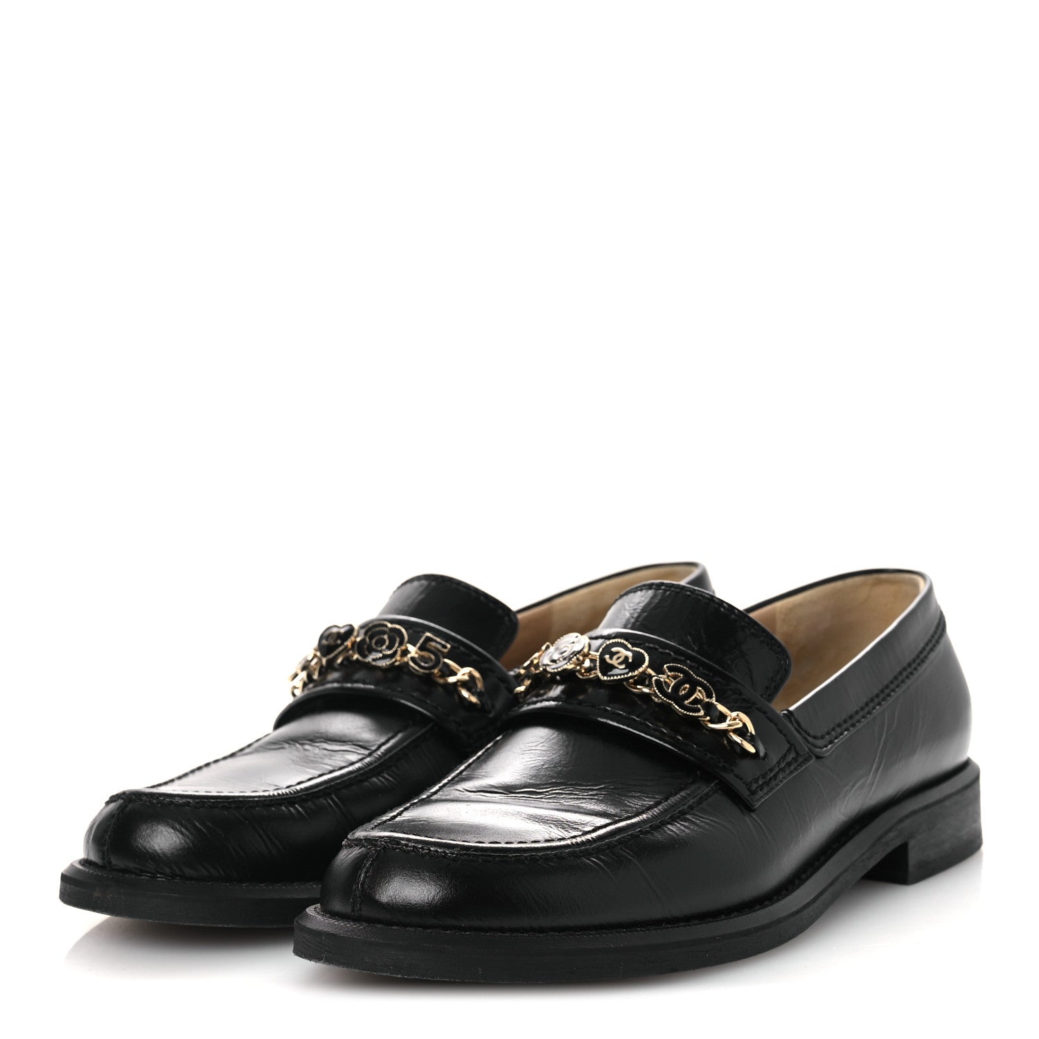 Chanel Calfskin Enamel Charms Mocassin Loafers 39.5 Black 8 of 24