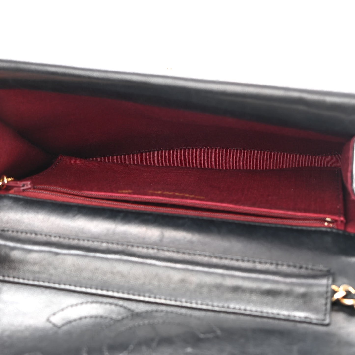 Lambskin Quilted Medium Round Double Flap Black