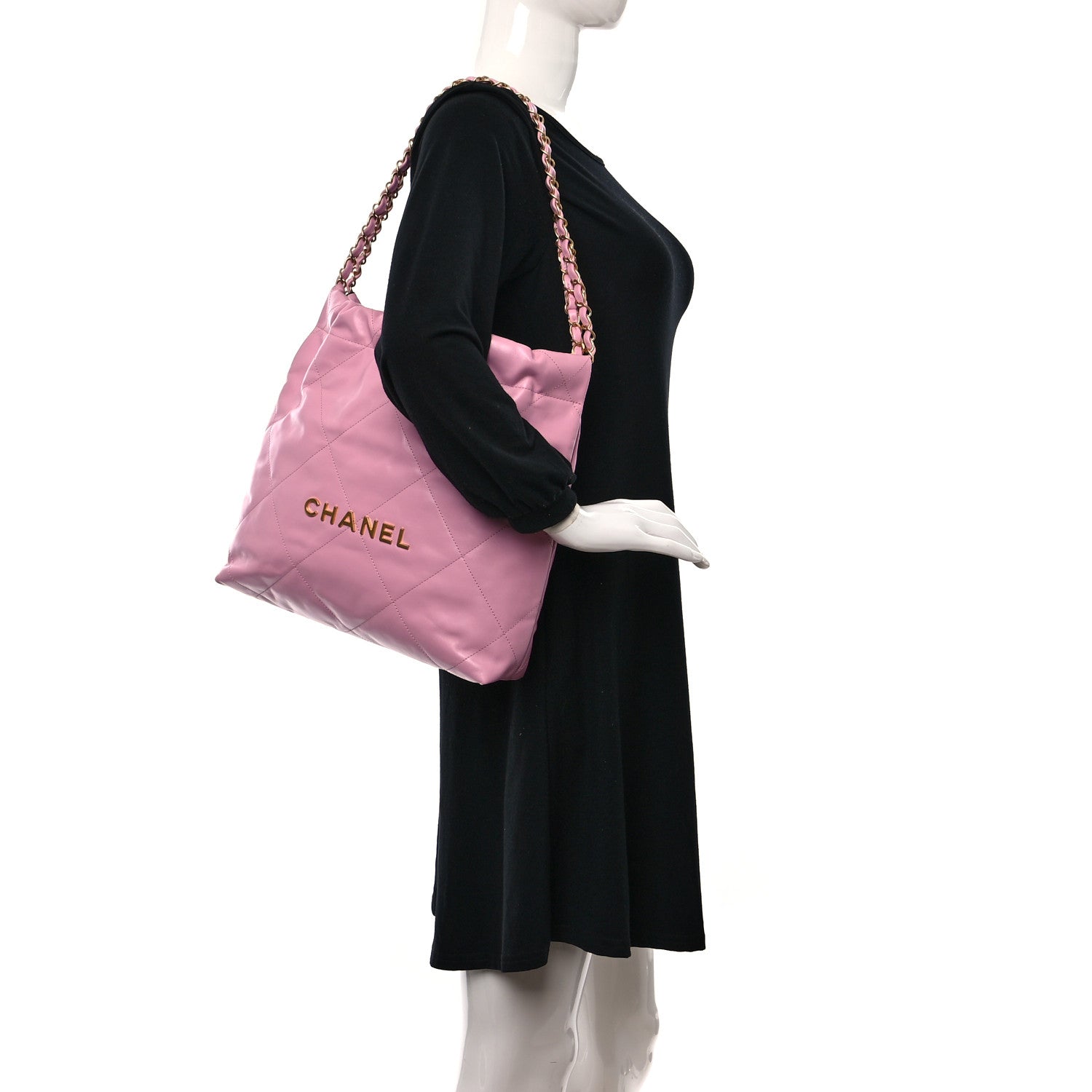 Chanel Shiny Calfskin Quilted Small Chanel 22 Pink 3 of 10