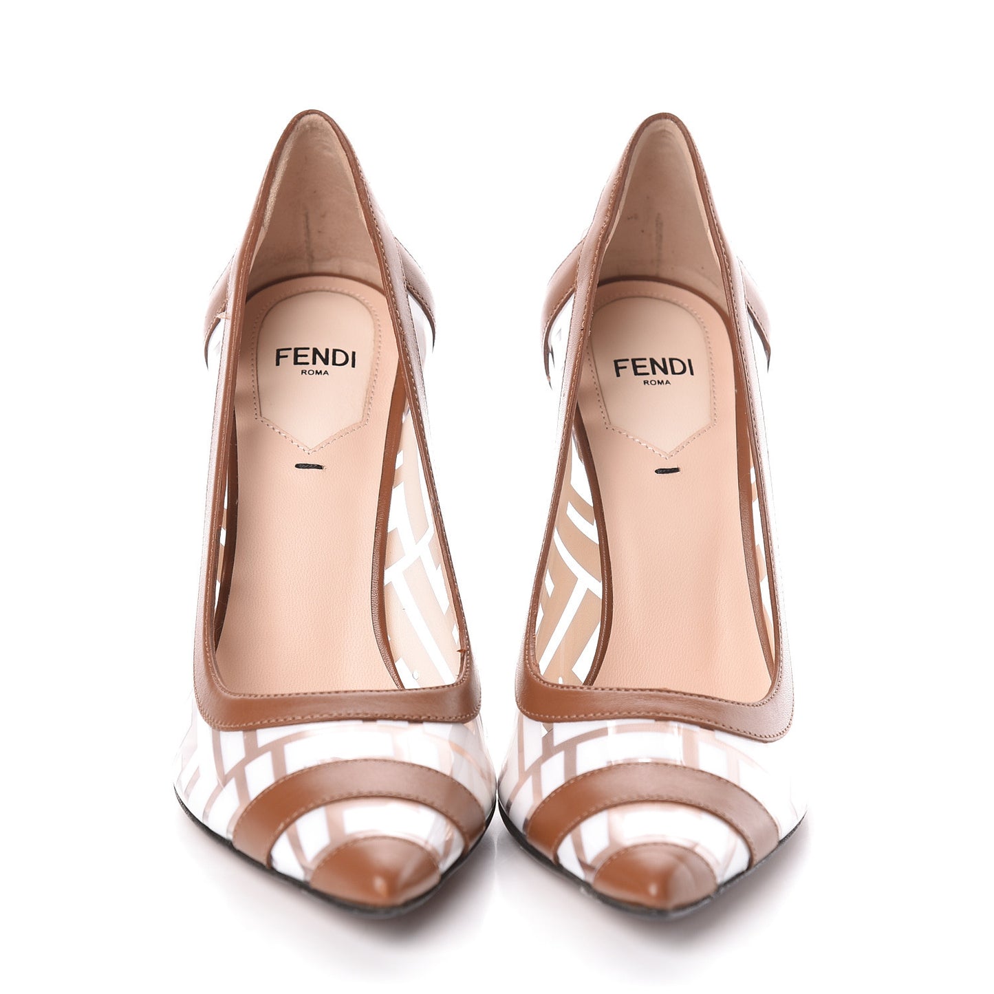 PVC Calfskin FF Colibri High-Heel Pumps 35 White Cuoio