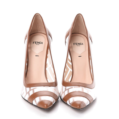 Fendi PVC Calfskin FF Colibri High-Heel Pumps 35 White Cuoio 2 of 7