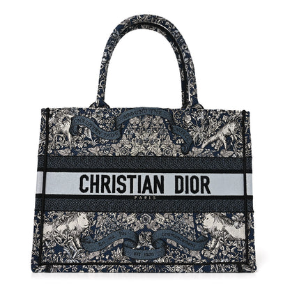 Christian Dior Canvas Embroidered Medium Around The World Book Tote Blue 1 of 9