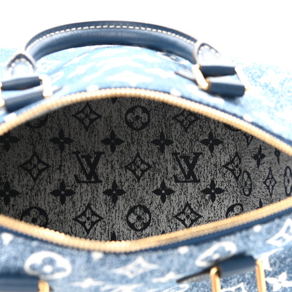 Louis Vuitton Monogram Jacquard Denim Speedy Bandouliere 25 Bleu 5 of 10