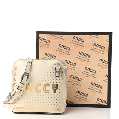 Gucci X SEGA Calfskin GUCCY Stars Mini Dome Shoulder Bag Moon Steller White Gold 11 of 11