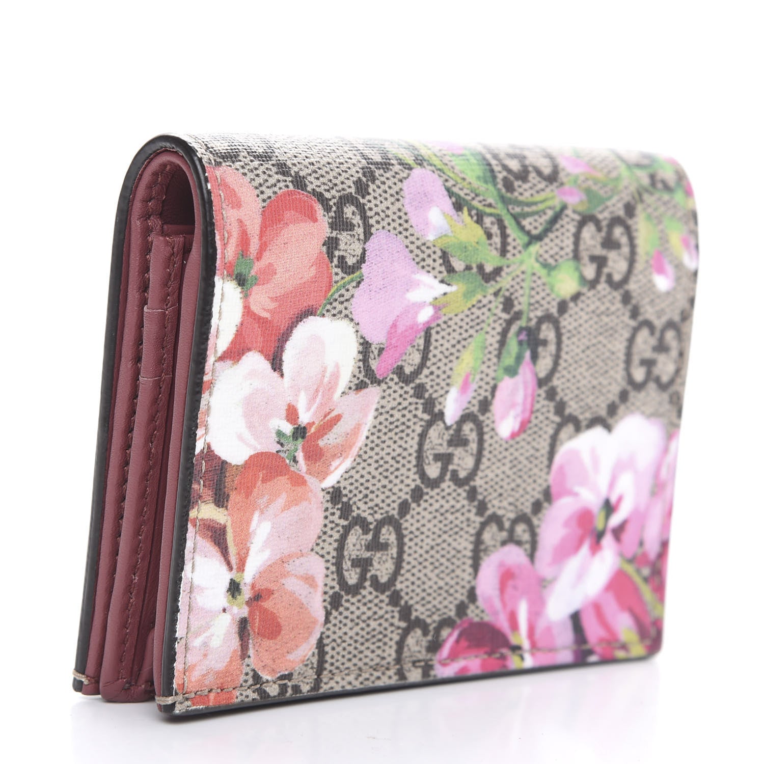 Gucci GG Supreme Monogram Blooms Card Case Beige Multicolor Dry Rose 3 of 10