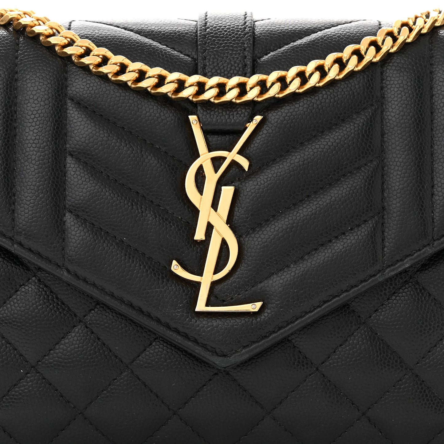 Grain De Poudre Mixed Matelasse Triquilt Monogram Chain Wallet Black