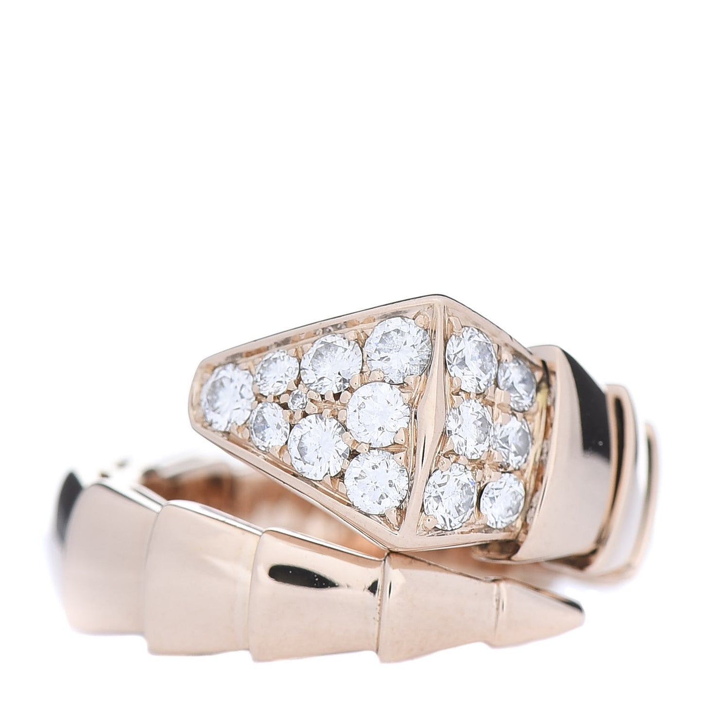 18K Rose Gold Diamond Serpenti Viper Ring S