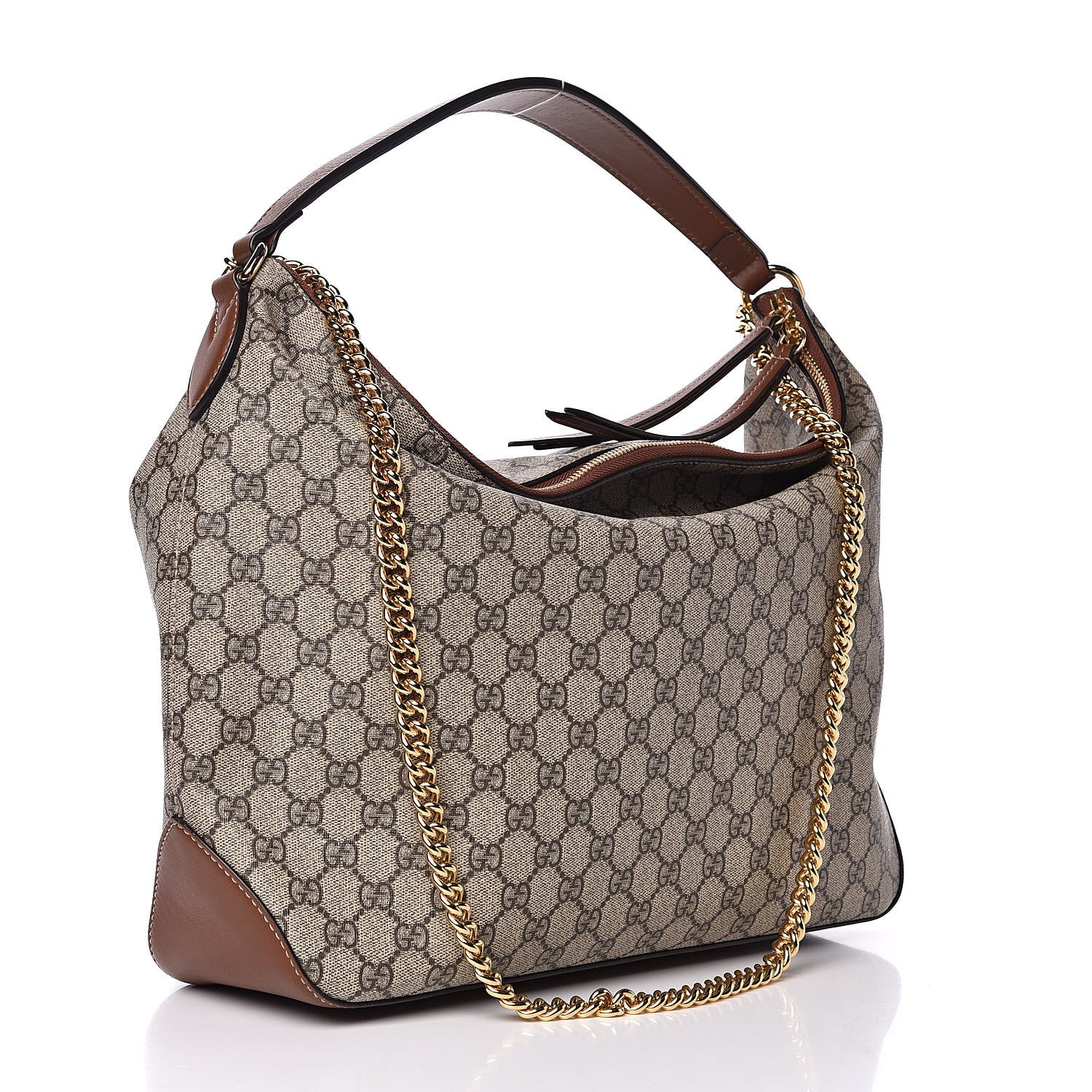 Gucci GG Supreme Monogram Large Linea A Hobo Light Brown 3 of 11