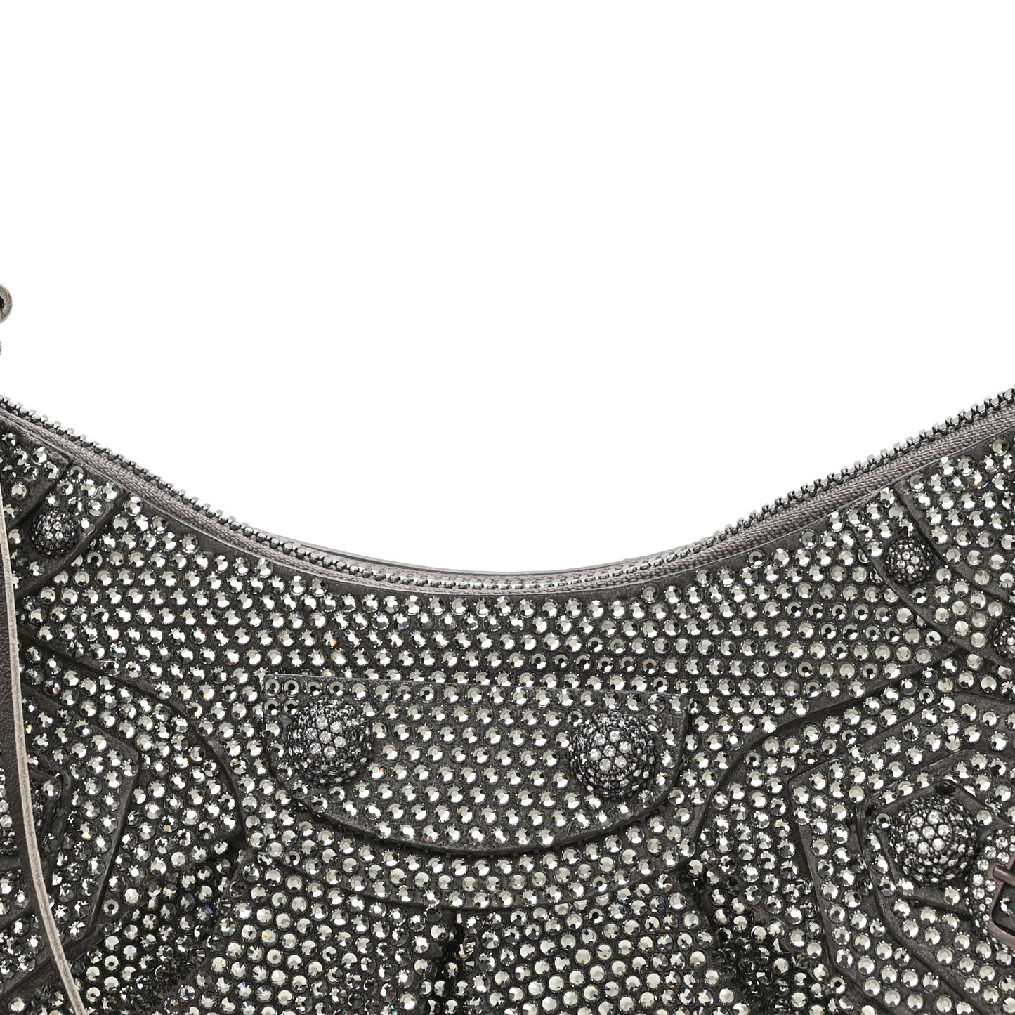 Rhinestone Encrusted Le Cagole Shoulder Bag XS Silver