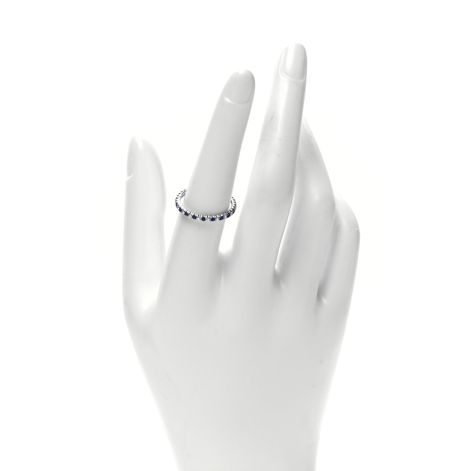 Cartier Platinum Diamond Blue Sapphire 2mm Etincelle de Cartier Wedding Band Ring 55 7.25 2 of 5