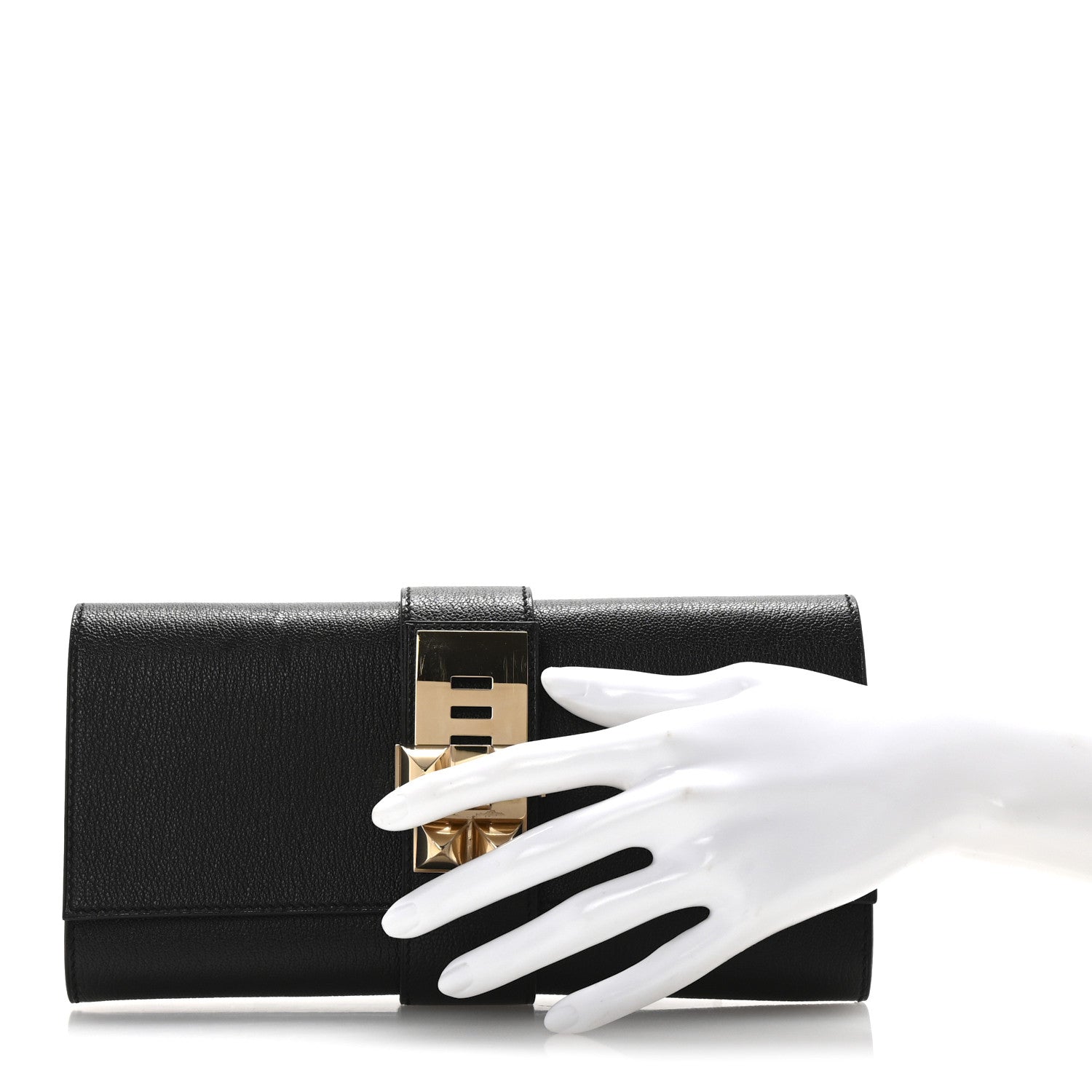 Hermes Chevre Mysore Medor 23 Clutch Black 2 of 9