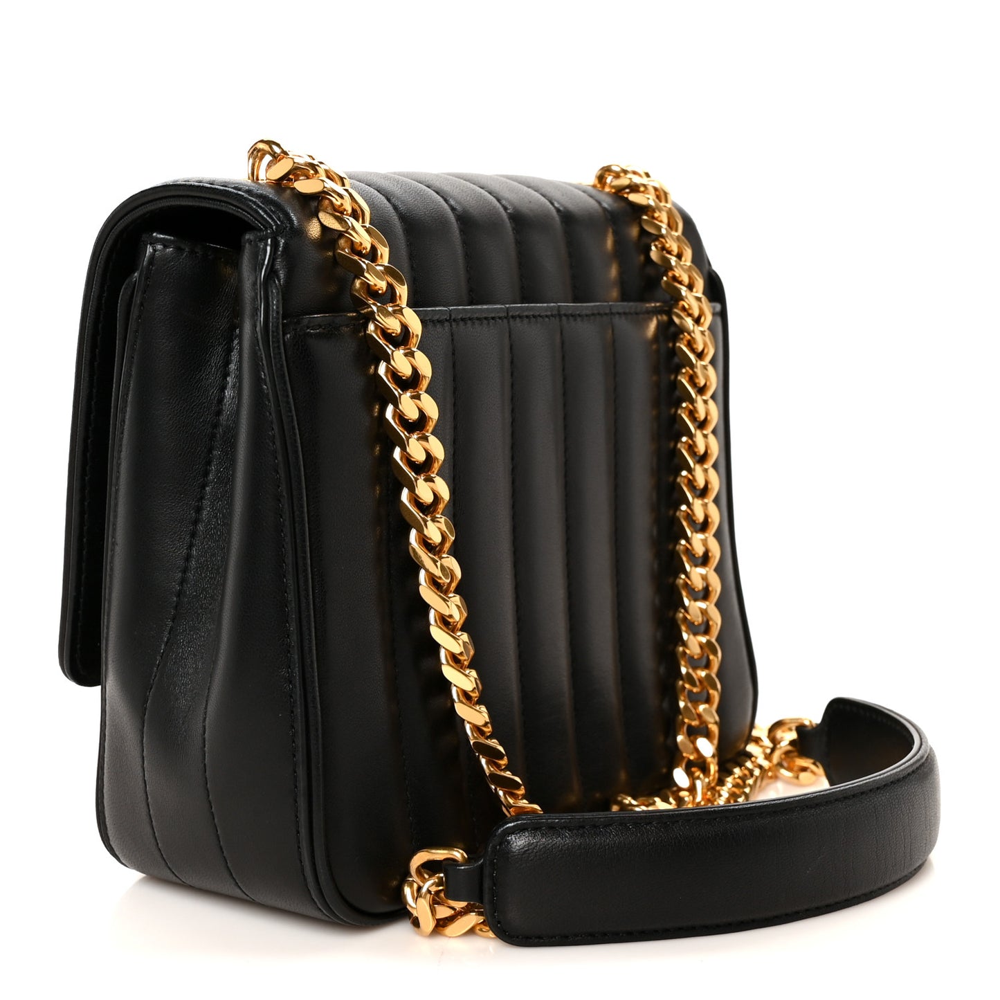 Lambskin Matelasse Monogram Medium Vicky Chain Bag Black
