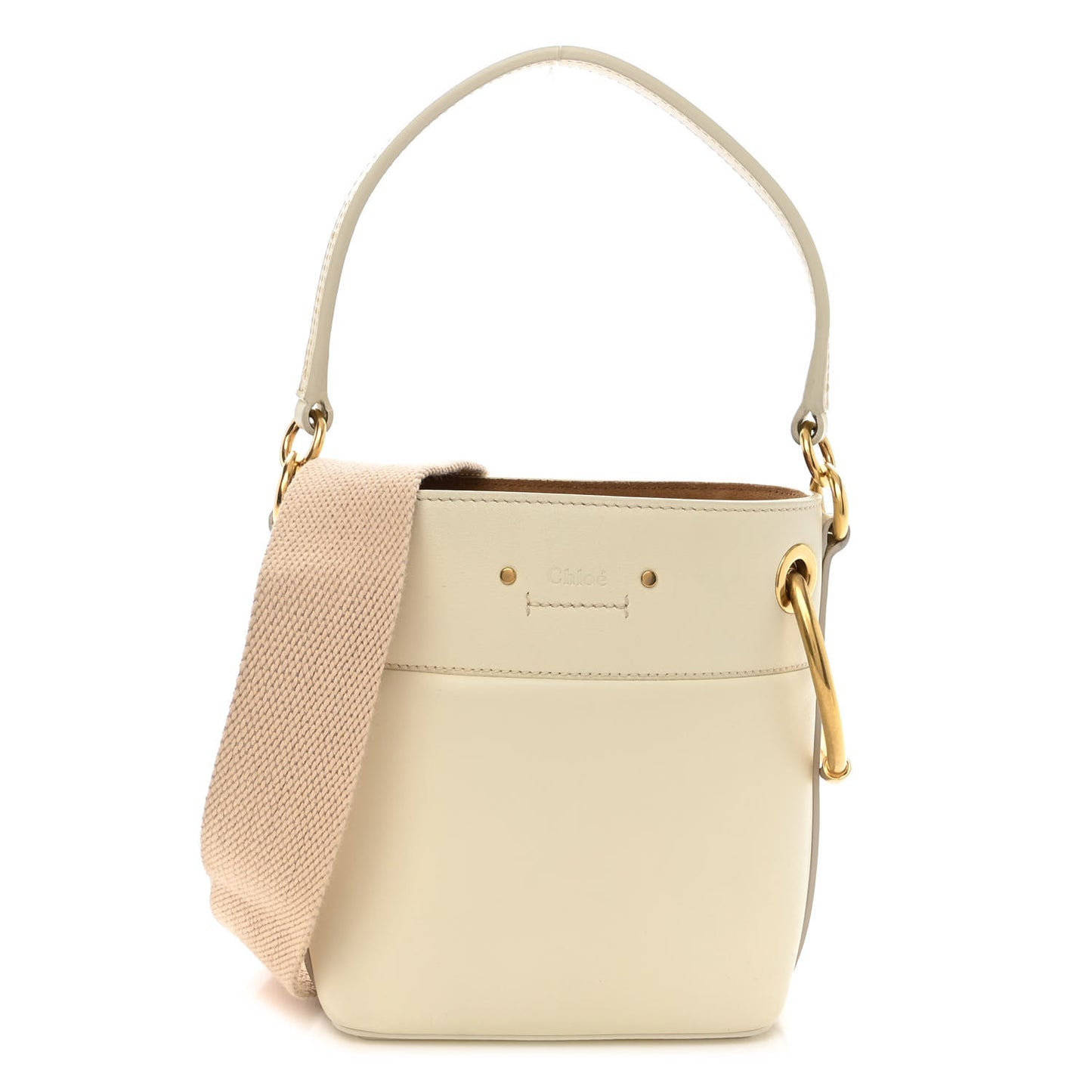 Smooth Calfskin Mini Roy Bucket Bag Natural White