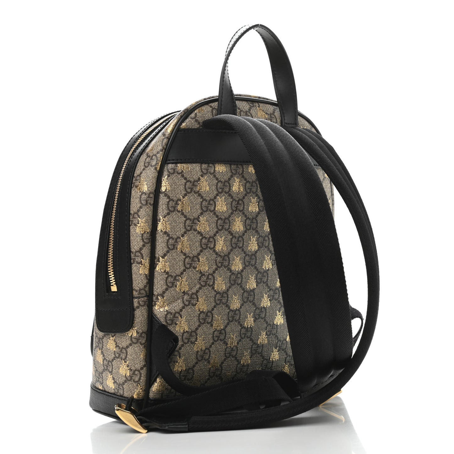 GG Supreme Monogram Bees Print Small Day Backpack Beige Oro Black