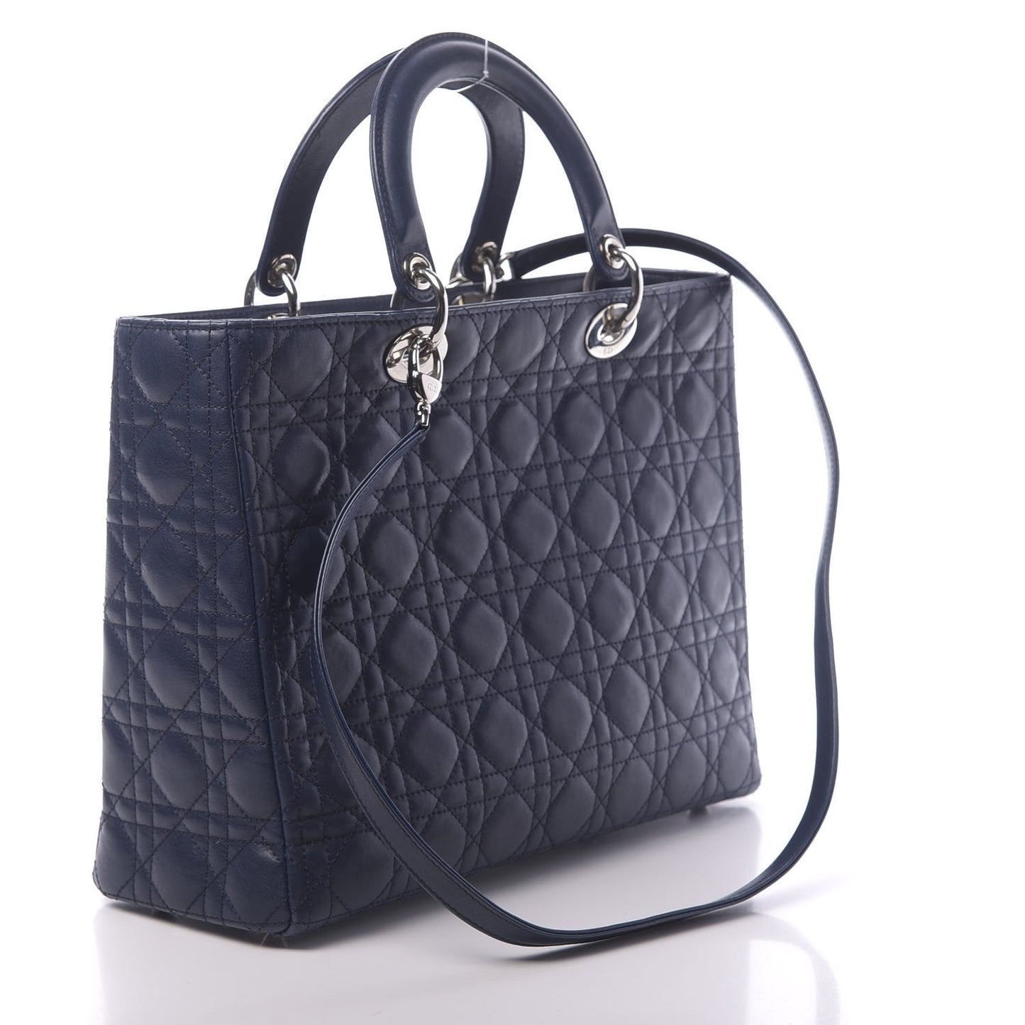 Lambskin Cannage Large Lady Dior Navy Blue