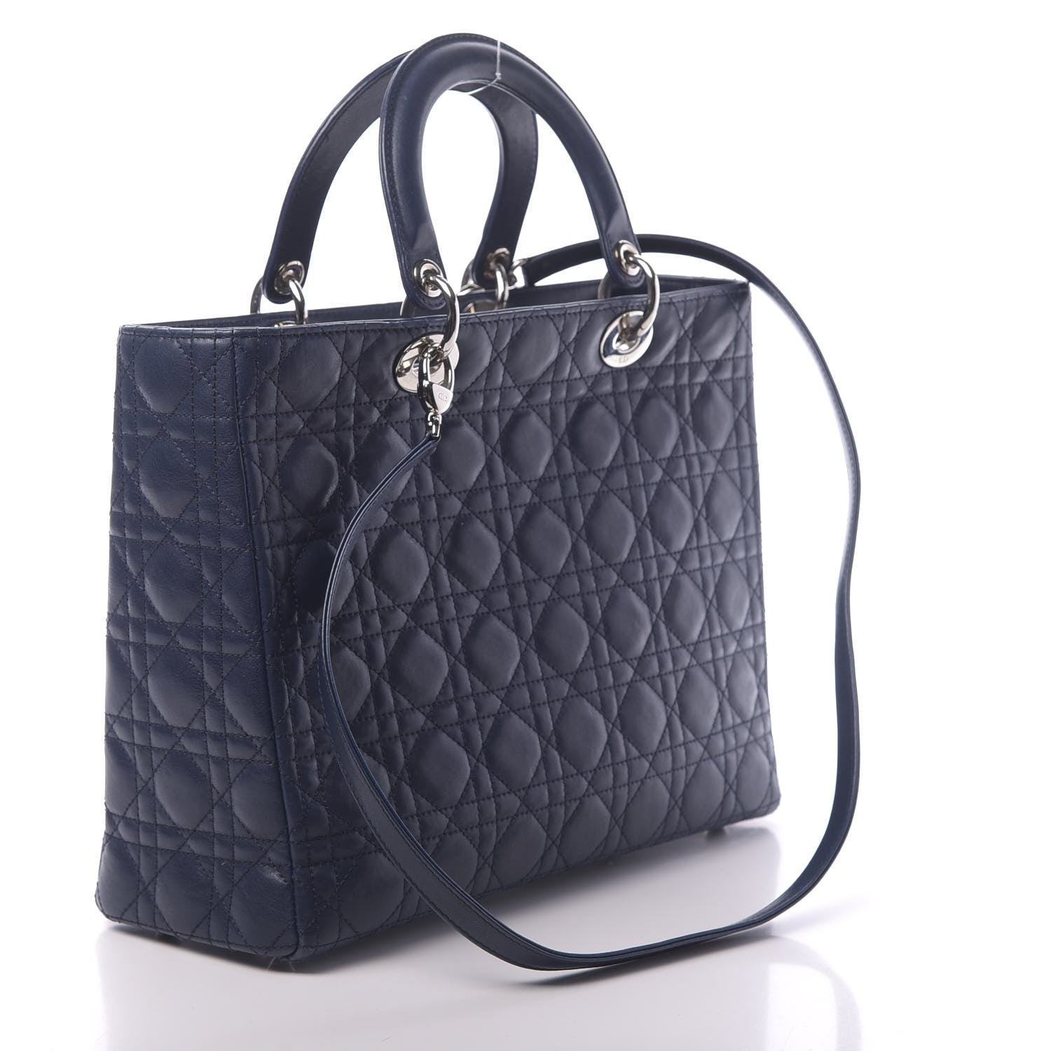 Christian Dior Lambskin Cannage Large Lady Dior Navy Blue 3 of 11