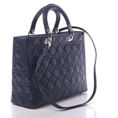 Christian Dior Lambskin Cannage Large Lady Dior Navy Blue 3 of 11