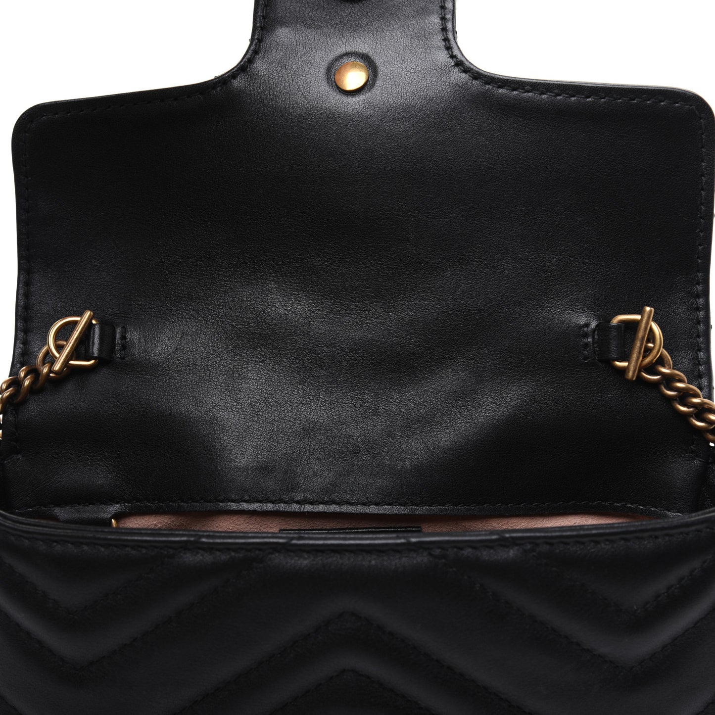 Calfskin Matelasse Super Mini GG Marmont Shoulder Bag Black