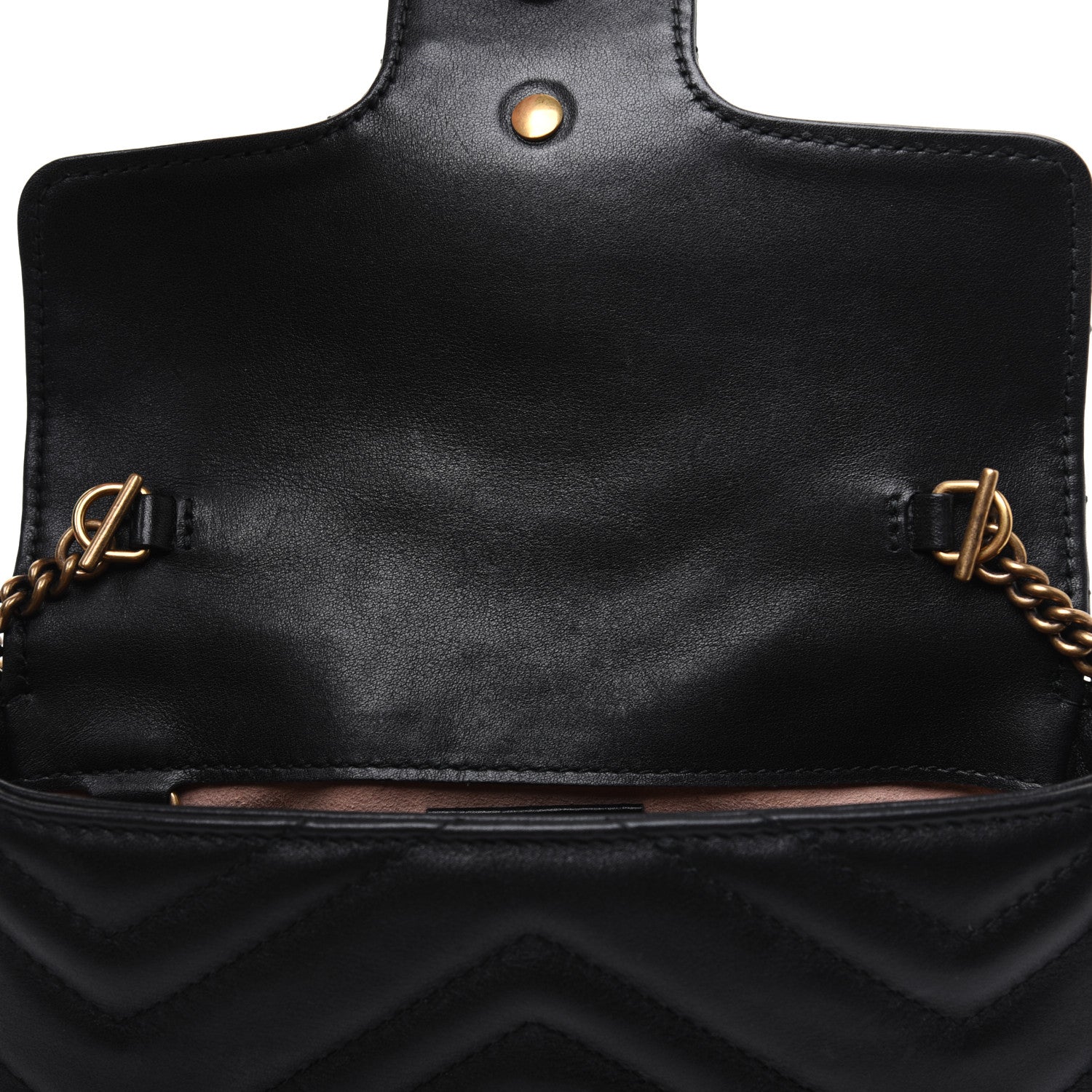 Gucci Calfskin Matelasse Super Mini GG Marmont Shoulder Bag Black 12 of 16