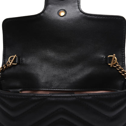 Gucci Calfskin Matelasse Super Mini GG Marmont Shoulder Bag Black 12 of 16